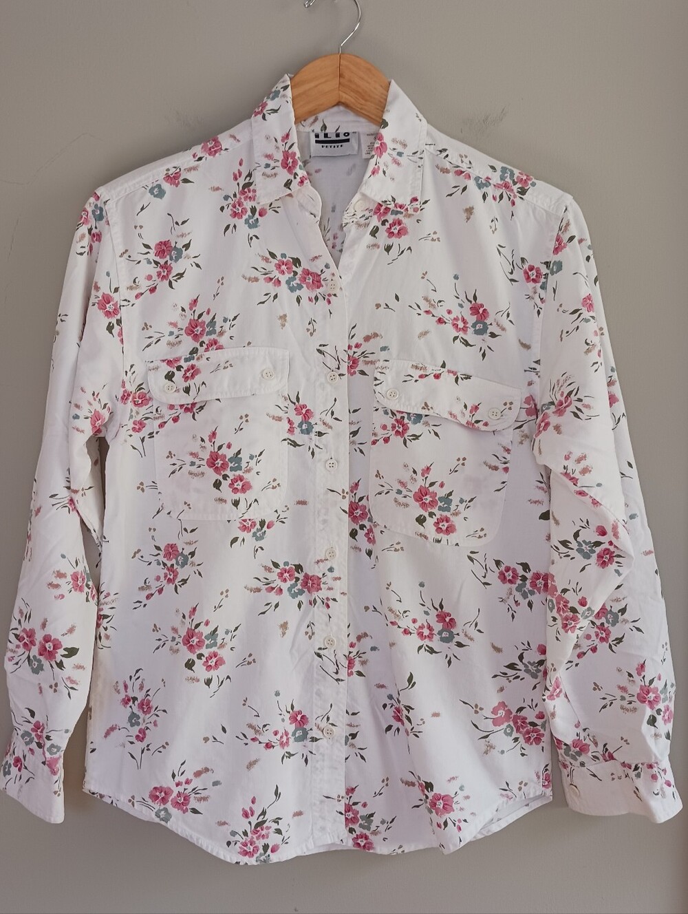 Ilio 100% Cotton Button Down Floral Shirt Size PM Vintage